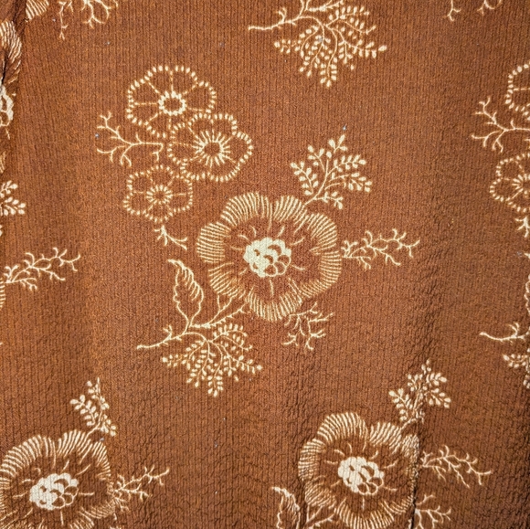 Madewell Floral Button Front Long Sleeve Crop Top Brown Boho Blouse Size Small - Picture 9 of 12